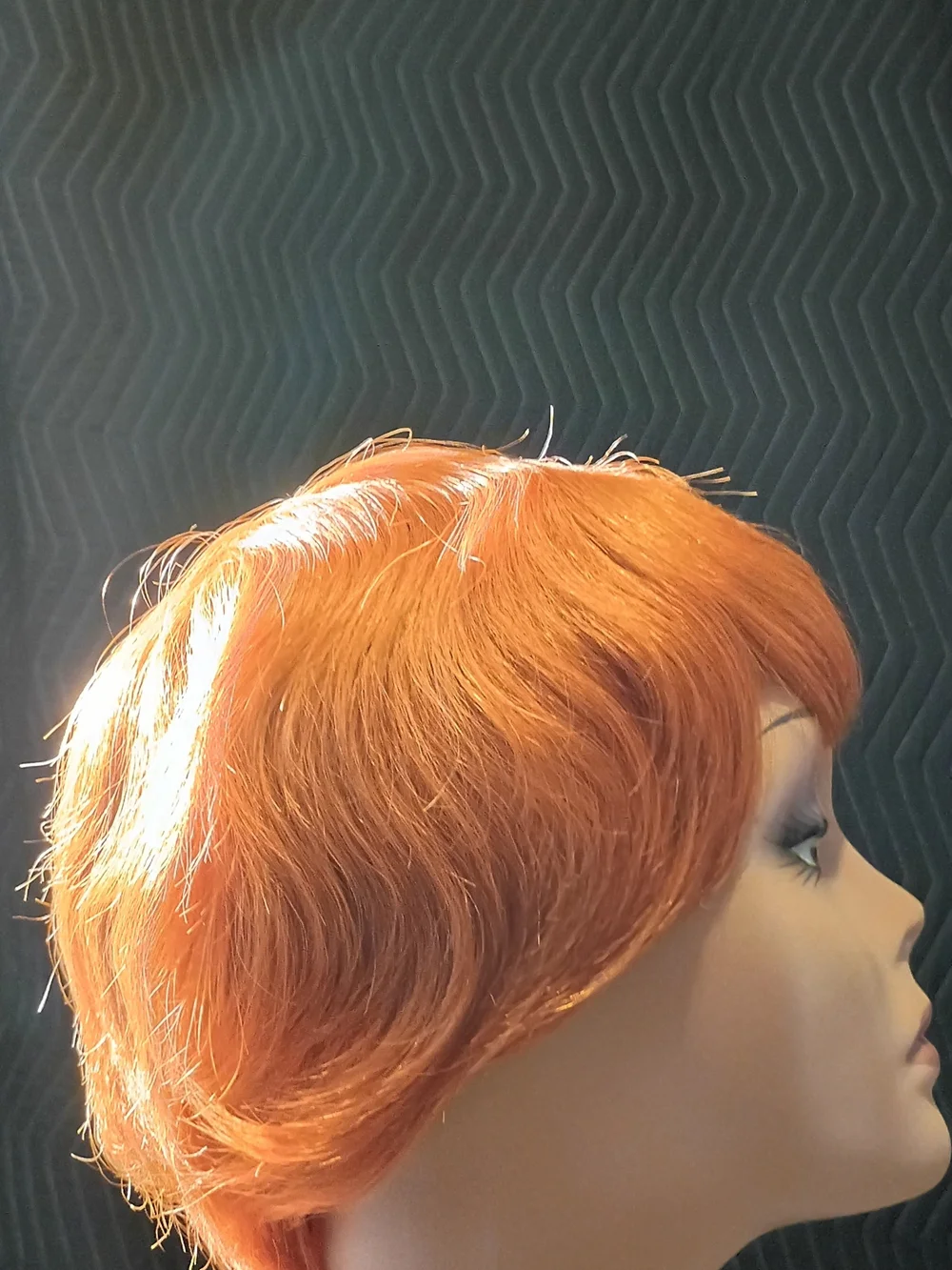 Short Layered Women's Wig in Vibrant Copper Red